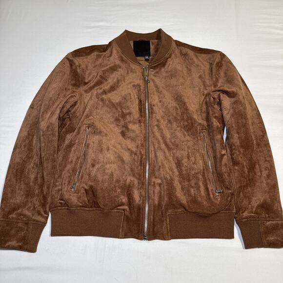 Blank NYC Womens Size XL Brown Faux Suede Bomber Jacket Full Zip Fully Lined EUC - Picture 1 of 14